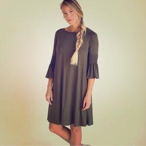 Agnes & Dora Olive Long Sleeve with Pockets Walker Dress